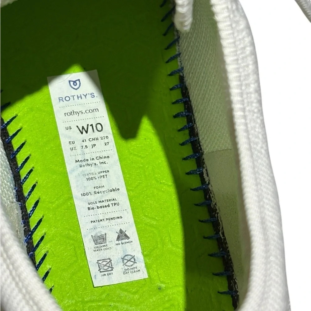 Rothy's The Lace up Sneakers in Bright White Women's 10